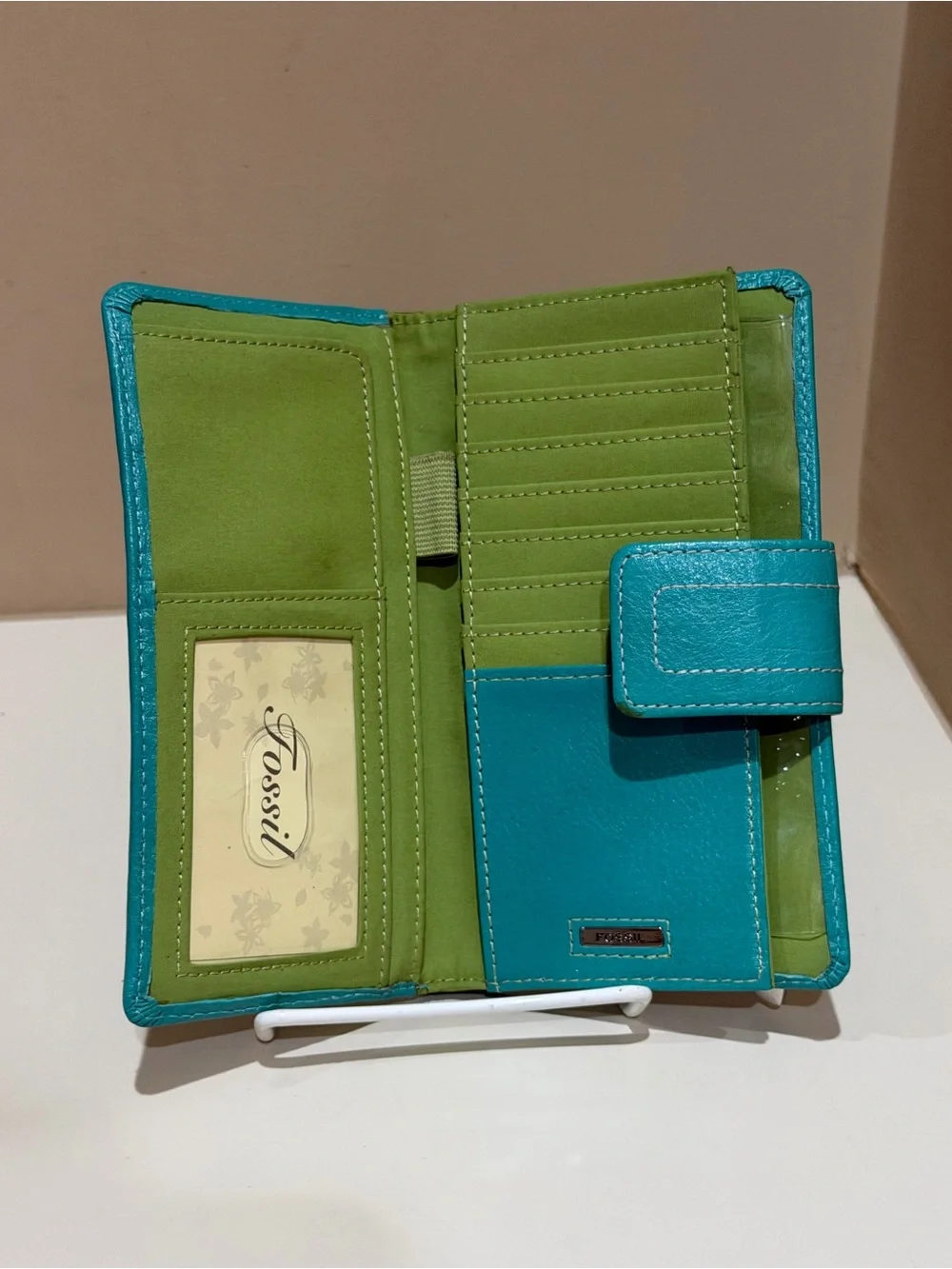 Fossil Turquoise Leather Long Vintage Wallet